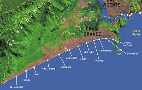 imagem de satélite da Praia Grande.